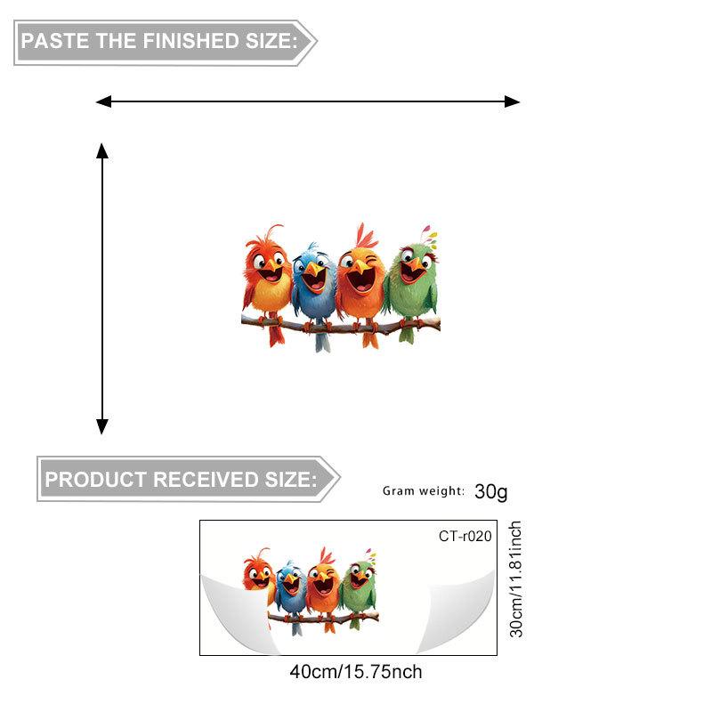 Playful Bird Static Cling Window Sticker Removable Self-Adhesive for Bedroom Living Room Glass Home Decor Art