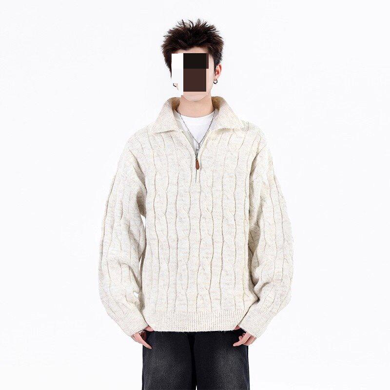 Men's Trendy Half-Zip Cable Knit Sweater - Autumn/Winter Casual Fashion