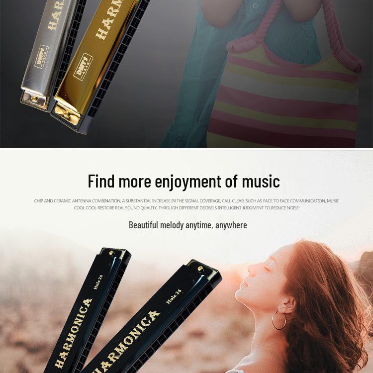 Big Beauty Angel 24-Hole Diatonic Harmonica & 37-Key Melodica for Adults & Beginners