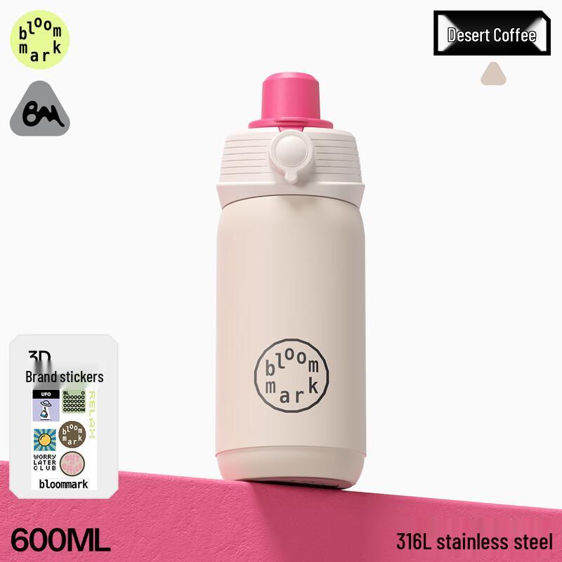 BLOOMMARK 600ml Portable Insulated Straw Water Bottle