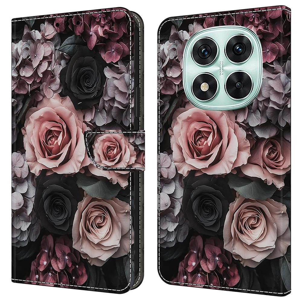 Pro Xiaomi Redmi Note 14 Pro 5G/Poco X7 5G Kožené pouzdro Vzorový potisk Peněženka Stojánek Otevírací kryt na telefon