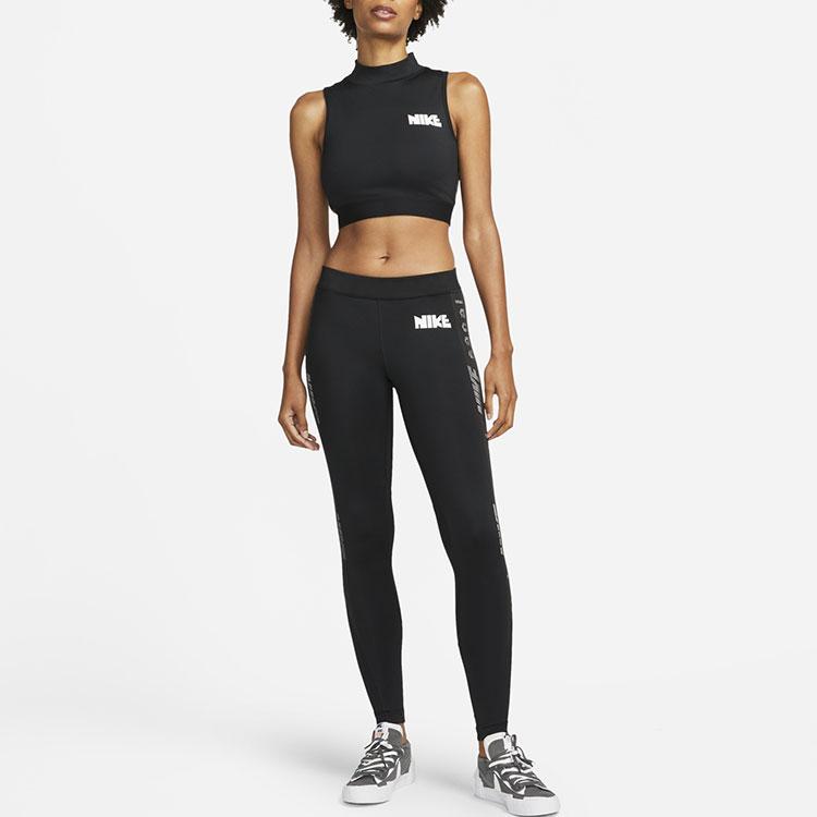 Nike X Sacai Collaborative Logo Color-Block Mock Neck Training Vest Women Tops Black CZ4694-010