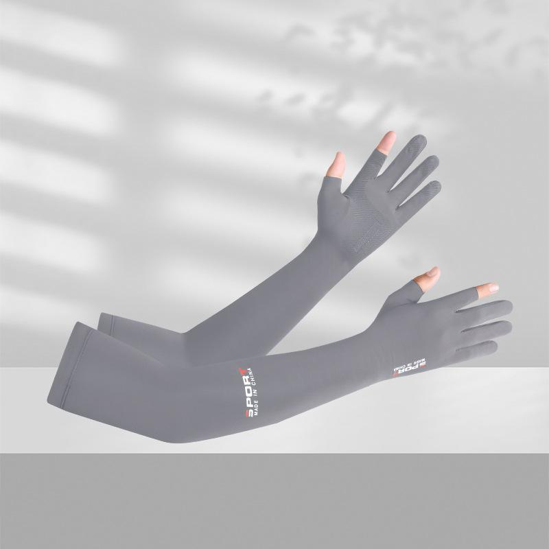 Ice Silk Sunscreen Gloves, Thin Touch Screen Sleeves, Long Breathable Sports, Men and Women Outdoor Driving, Cycling, Fishing, Quick Drying