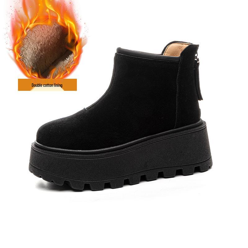 2025 Winter Women's European Snow Boots: Versatile Low-Top, Thick Velvet, Warm, Short Boots with Rear Zipper