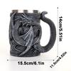 Medieval Double Dragon Goblet Creative 3D Beer Mug Resin Stainless Steel Coffee Mug Wine Cup Retro Dragon Beer Mug Coffee Cup
