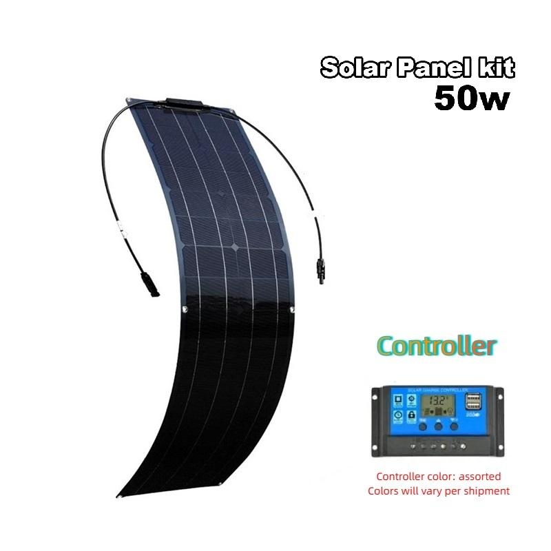 Pannello Solare 50W/100W Monocristallino Flessibile Kit Pannello Solare Sistema Caricabatterie