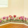 Tulip Floral Skirting Board Bedroom Living Room TV Sofa Background Decorative Waterproof Wall Stickers