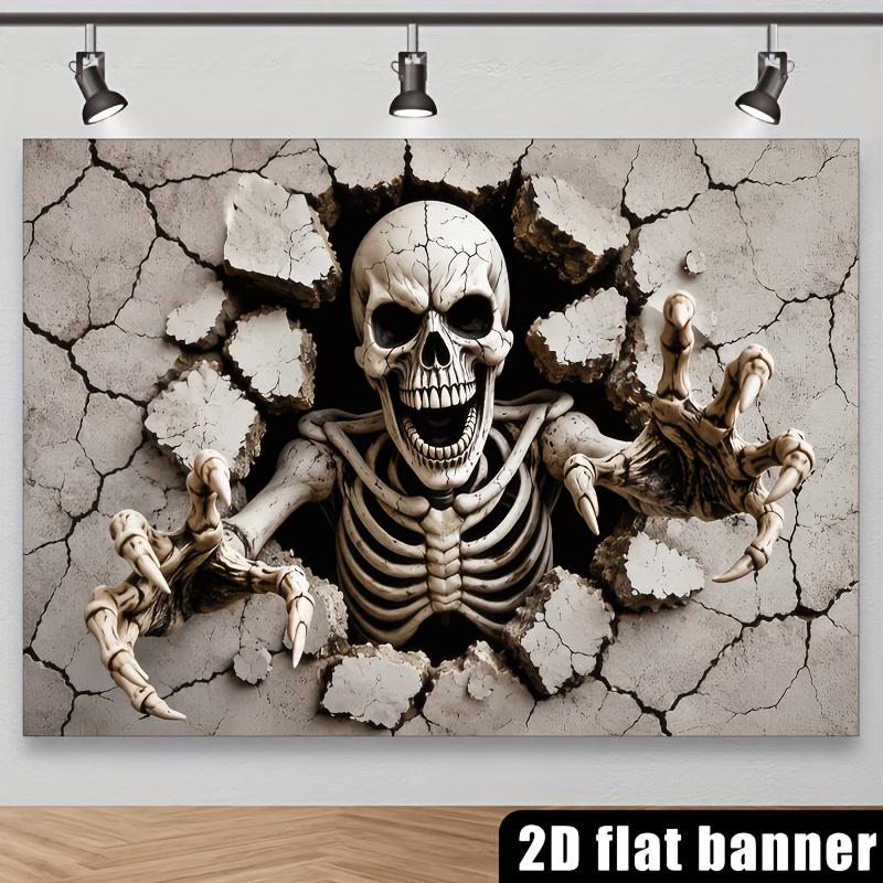 2D planar Halloween horror wall-penetrating skull theme featuring cracked wall visual effect does not require power supplyzyc