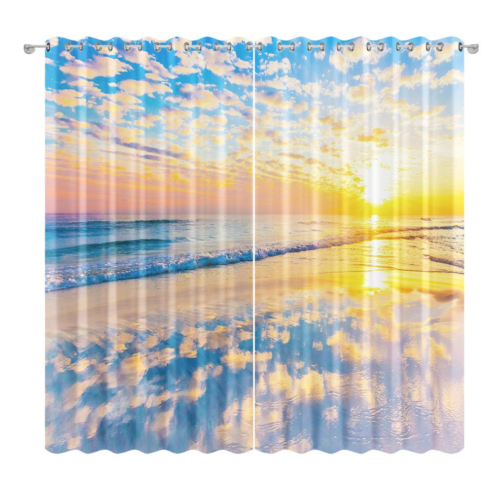 Landscape Curtain Cloth Bedroom Living Room Balcony Blackout Curtain Office Hotel Insulation Curtain