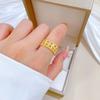 Real Gold Minimalist Chain Ring Opening Adjustable Simple Jewelry Japanese Ring Couple Ring