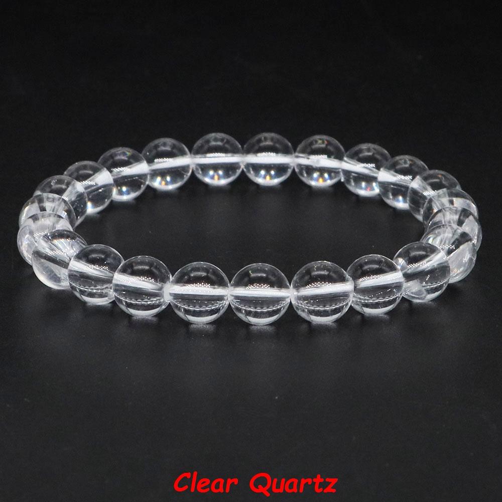 Natural Stone Bracelet Healing Crystal Amethyst Quartz Agate Round Loose Bead Elastic Stretch Bangle For Women Men Jewelry Gifts