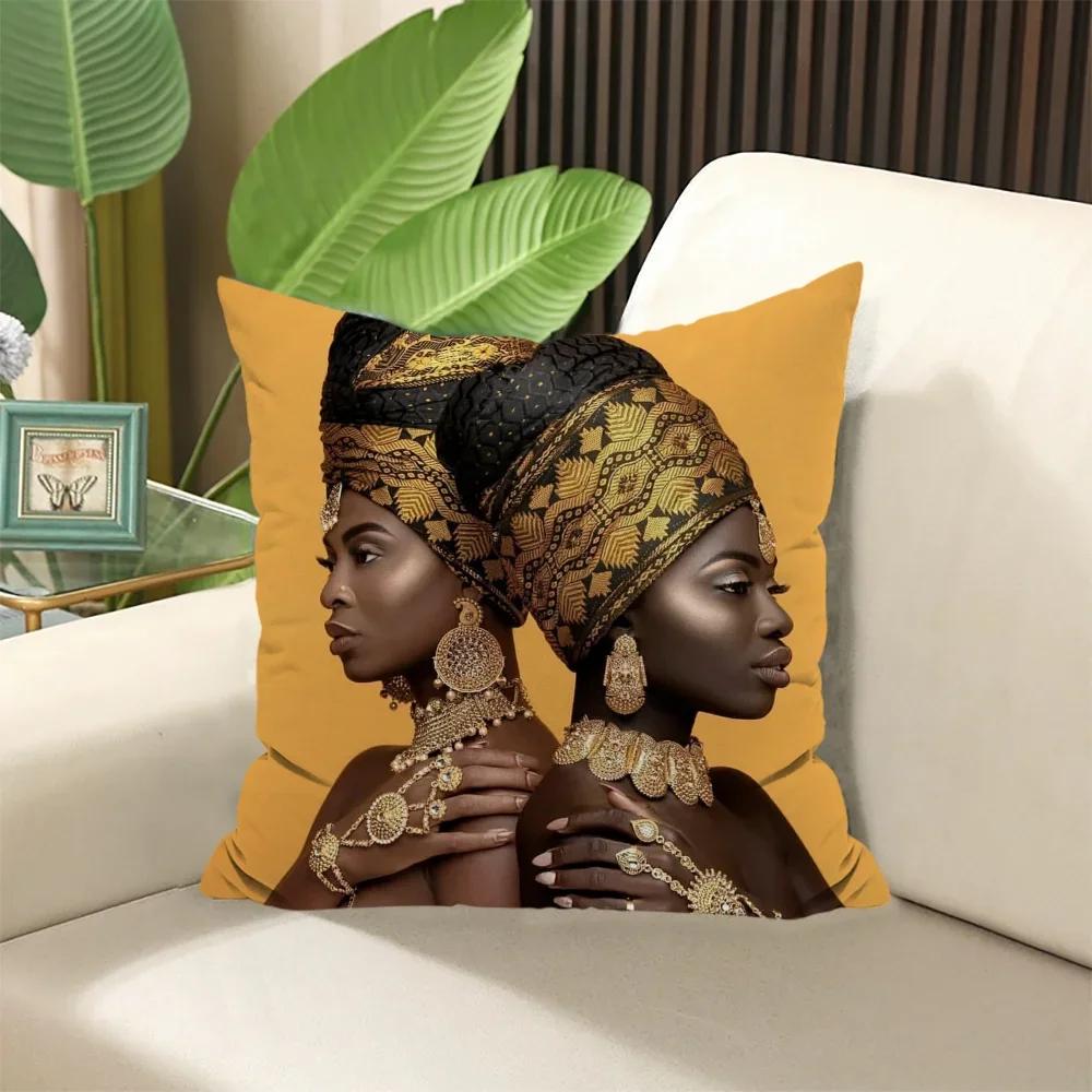 Pillow for Sleep Black Gold African Lady Cushion Cover  ×  Stuffed Cushions Decorative Pillows Sofa Cases Covers Home Garden