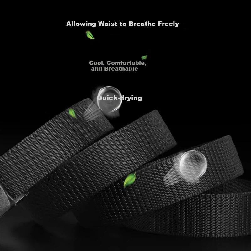 Tactical Bird Non-Magnetic, Anti-Metal Allergy Belt with Plastic Buckle, Non-Metal, Canvas Belt, Black, 130cm