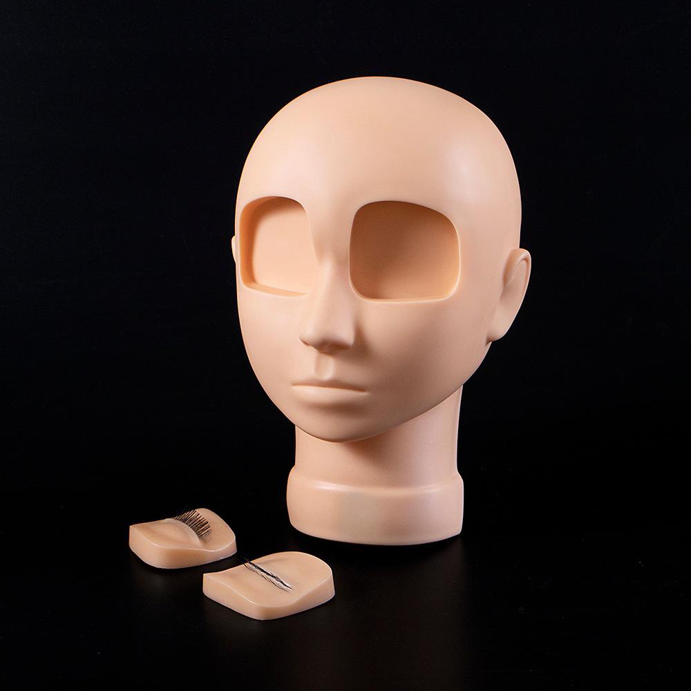 

Eyelash Extension Practice Mannequin Head - Soft Half-Face Model for Beginners with Glasses Model Feature Eyelash Model Head (Includes Left and Right Eyes)