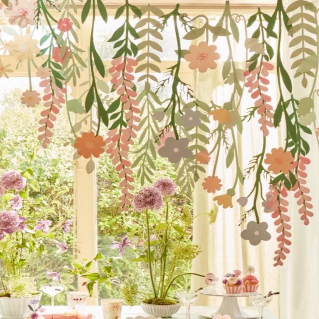 Paper Flower Garland, Party Garlands, Rectangular Paper Leaves Banner Decorations, Wall Decoration, Wedding, Birthday, Baby Shower