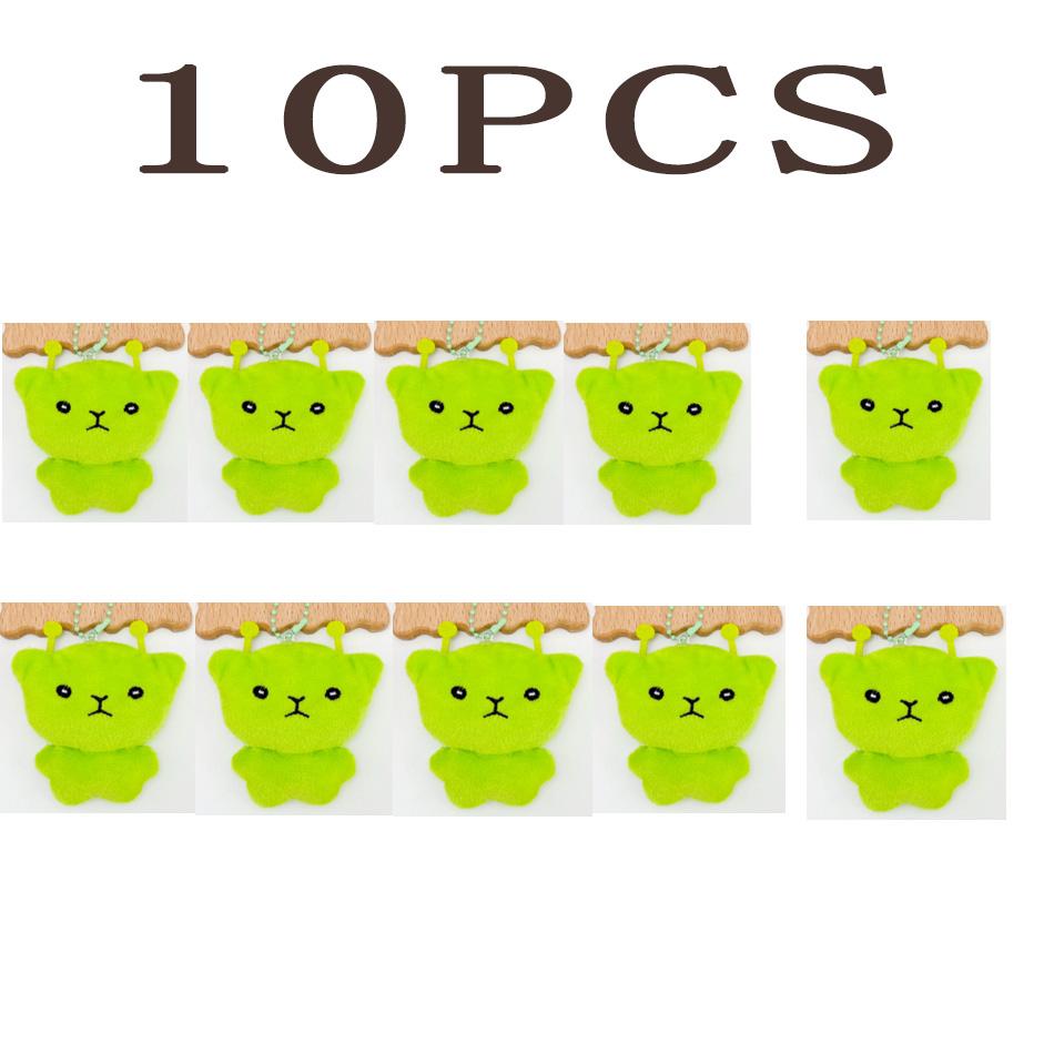 Mini Green Alien Cat Plush Keychains Furry Pendant For Couples Cute Cartoon Handbag Backpacks Key Chain Decor Gifts