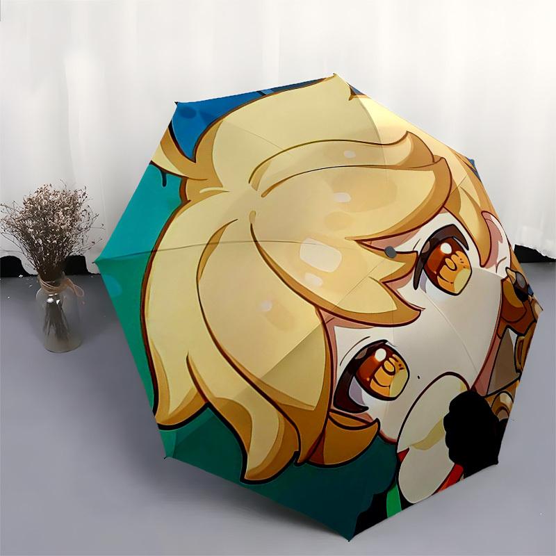 1pc Outdoor Umbrella with Cute Anime Character Design - Automatic Opening/Closing, Portable 3-Fold Design, 8-Rib Iron Frame, Perfect Gift for Fan