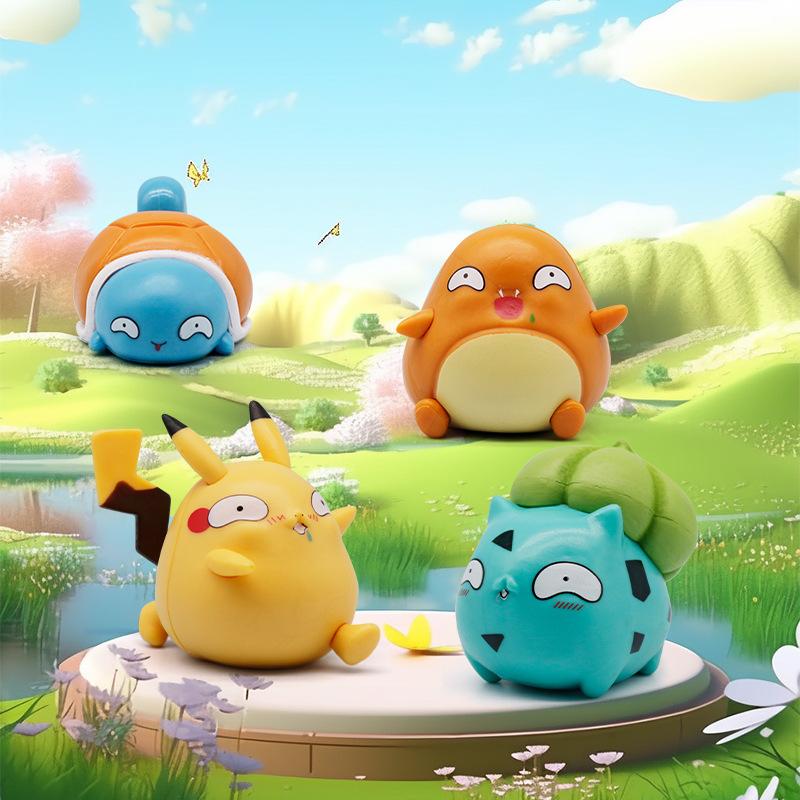 6cm  Spoof Figure Fool Stupid Pikachu Squirtle Bulbasaur Cute Figure Car Decoration Collection Model Children Toys