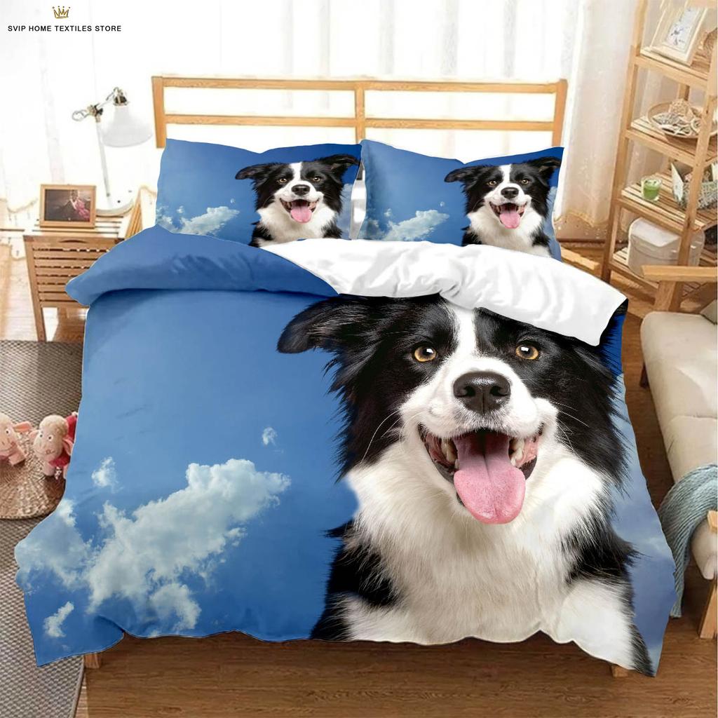Comforter Cute Dog Animal 3D Stereo Printing Bedding Set Three-Piece Set Can Be