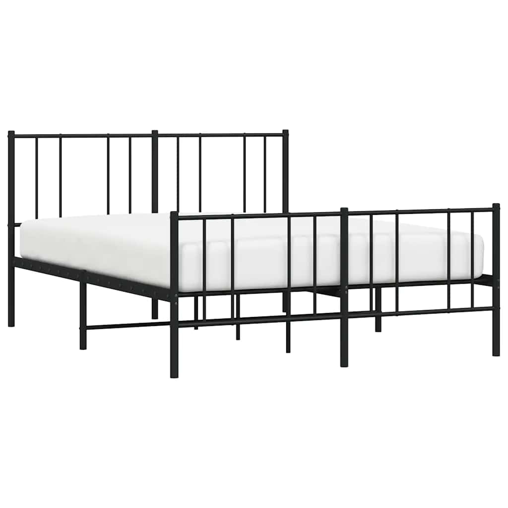 Vidaxl Metalowa Rama Łóżka Z Wezgłowiem I Zanóżkiem, Czarna, 120X200Cm
