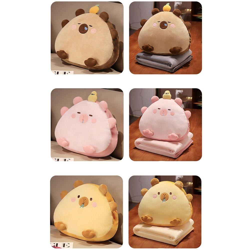 Stuffed Capybara Cartoon Hand Warmer Air Conditioning Blanket Office Backrest  Bedside