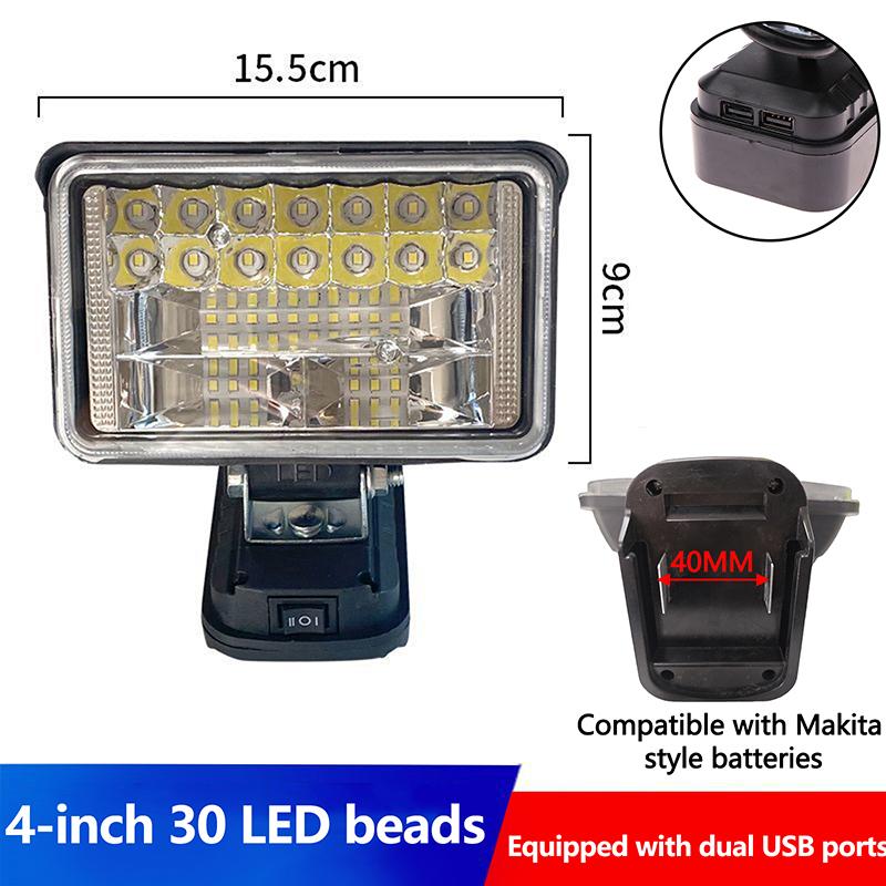 1 Piece Dual Usb Power Bank For Makita Lithium Battery Emergency Lights 2-7Inch Large Lens Car Led Work Lamp Light Torch