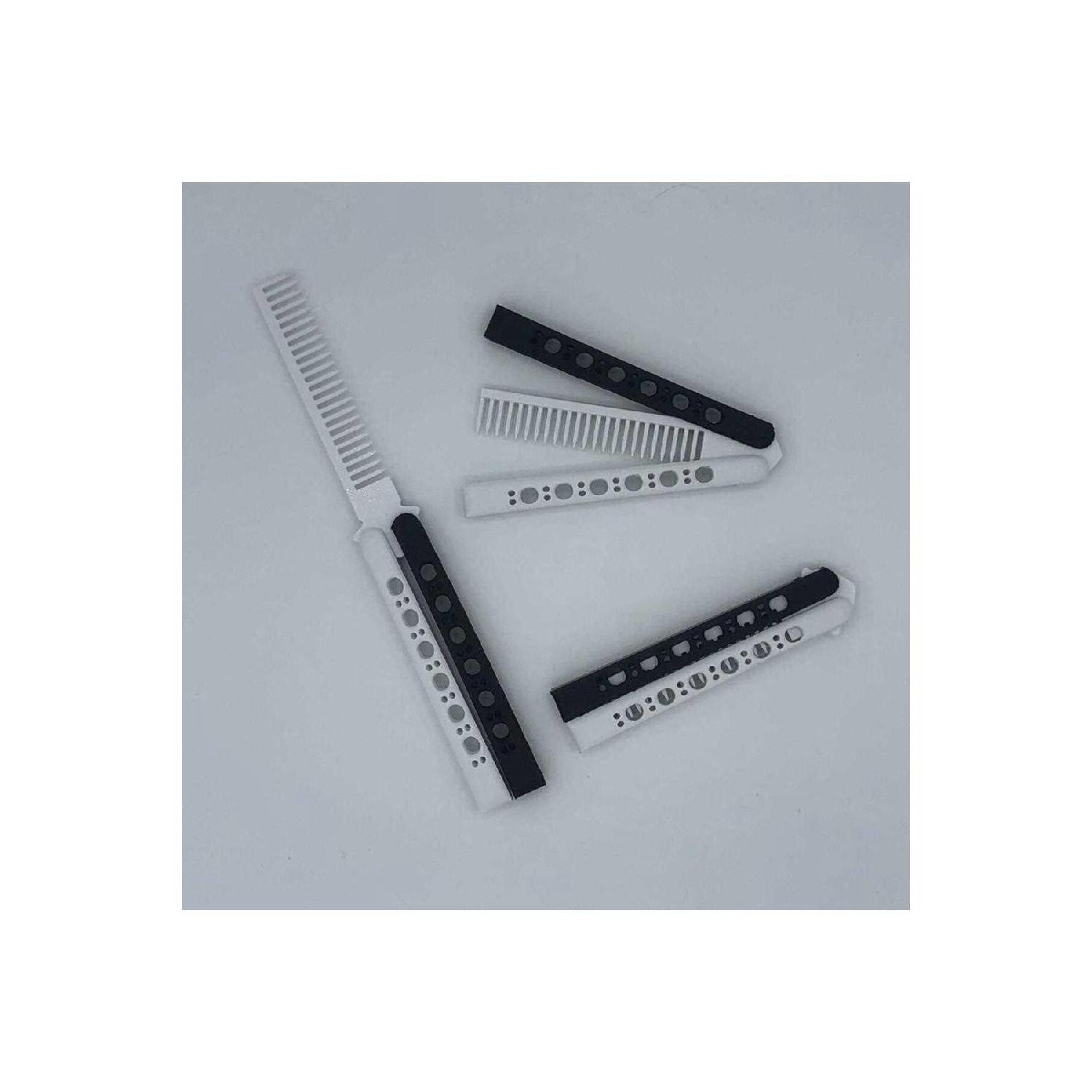 

Віяло. Чорно-білий фанатичний ніж-метелик. Пластиковий гребінець. Розчісування волосся. Зняття стресу.