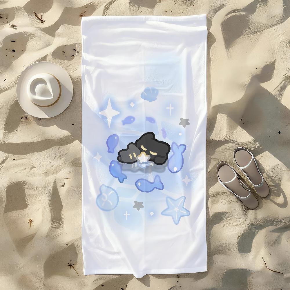 

Lovely Cat NyAng and Lita Towel For Swim Yoga Gym Quick Drying Soft and skin-friendly Beach Towels All-Season W30*H60(CM)