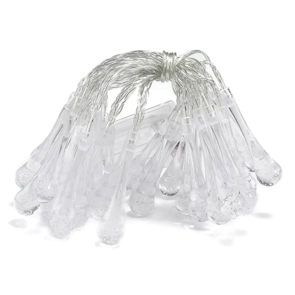 Battery Box Powered LED Water Drop String Lights 80/40/20/10LED Christmas Garland Wedding Birthday Party Fairy Room Decor