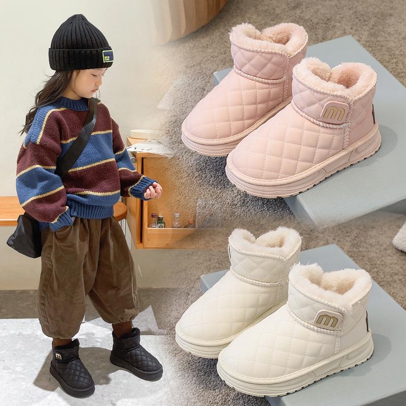 2025 Winter Kids' Mid-Calf Snow Boots: Thick Warm Velvet, Short Style for Girls and Boys