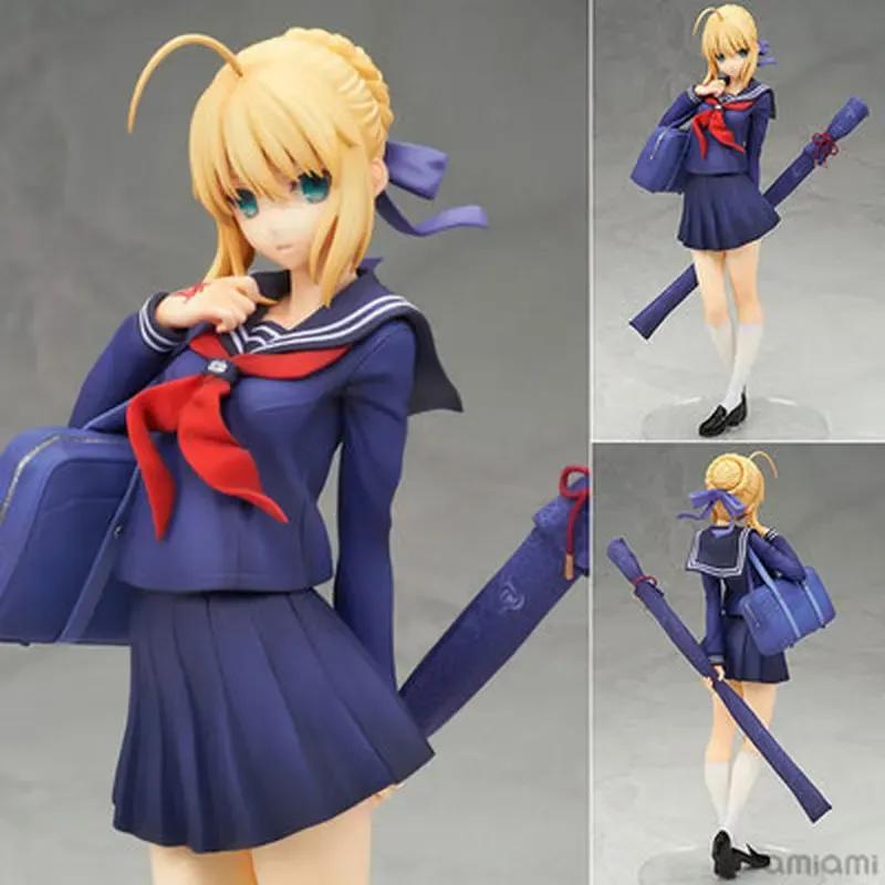 Fate Stay Night Saber Schuluniform Figur Artoria Pendragon Matrosenanzug Anime PVC Statue Schreibtisch Sammlerstück Ornament Spielzeug Geschenk