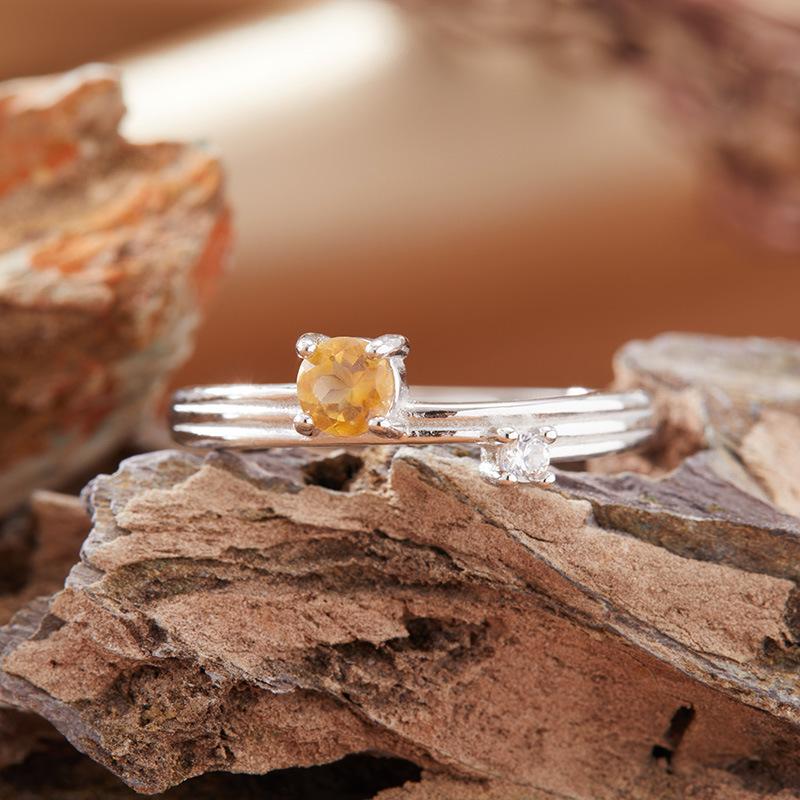 Natural Sapphire Topaz Citrine Amethyst Color Treasure Ring Female Xiaohongshu S925 Sterling Silver Index Finger Ring