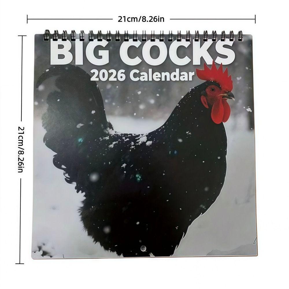 Spiral Binding 2026 Rooster Calendar Double-Sided Pages Desktop Calendar  Home Decor
