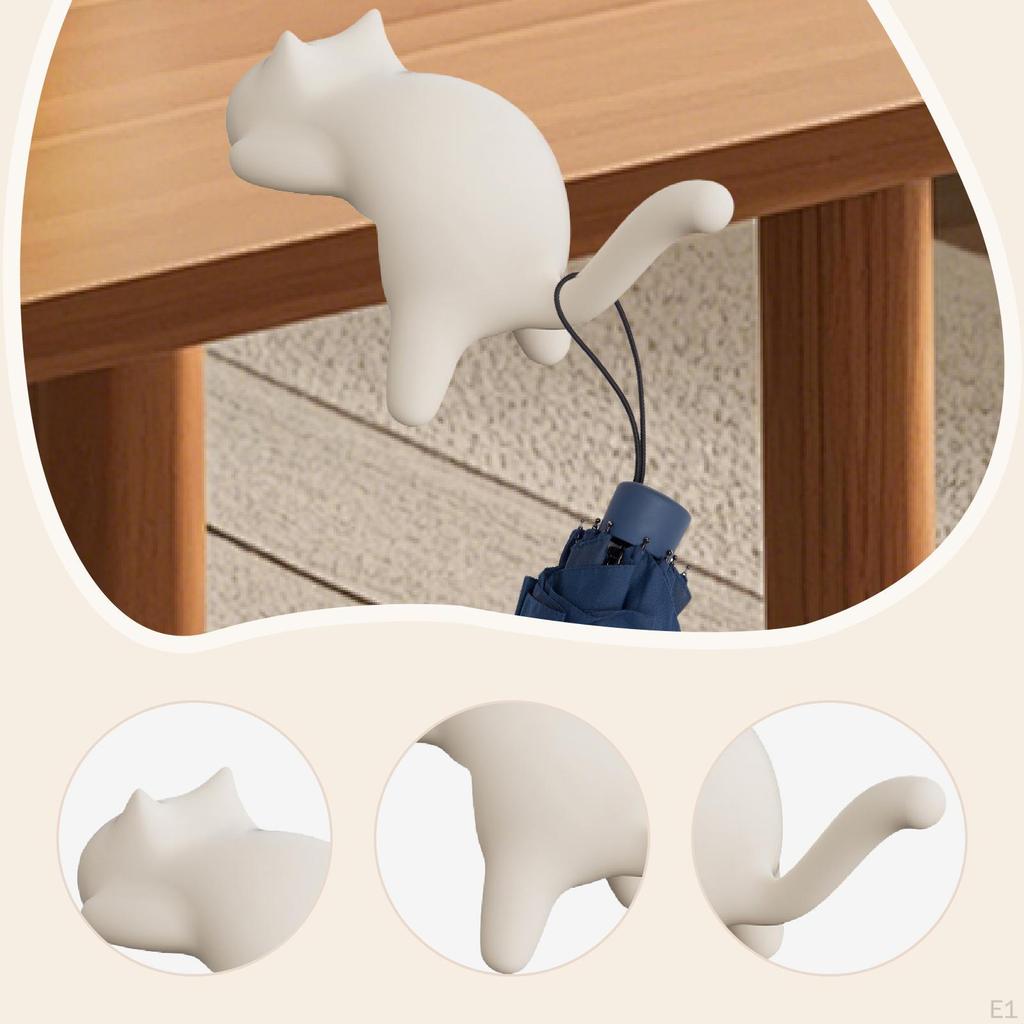 Cat Hook for Desk Edge Handbag Hanger Multipurpose Practical Self Sticky Table Meeting Room