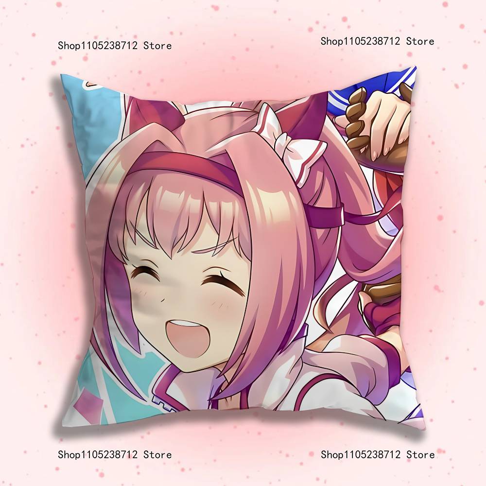Haru Urara U-Umamusume Anime Kissenbezug Staubmilbenfreier Kissenbezug Unsichtbarer Reißverschluss Seidiger Kurzflor Sofakissenbezug