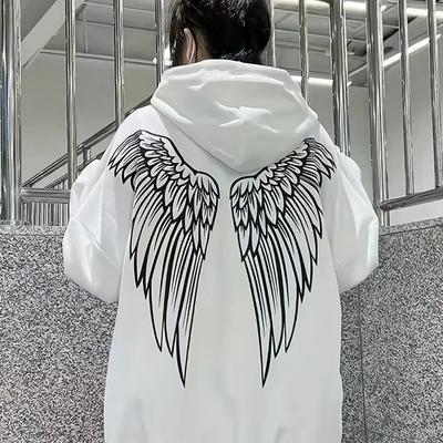 2025 Neuheit: Kapuzenpullover mit Flügelprint auf dem Rücken, lässiges Sweatshirt mit Kordelzug, Harajuku-Stil, Unisex-Hoodie für Erwachsene und Teenager