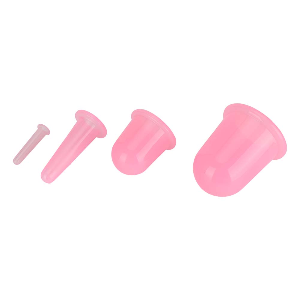 4Pcs Cupping Cup Vacuum Body Massage Helper Anti Cellulite Silicone Health Care ToolPink