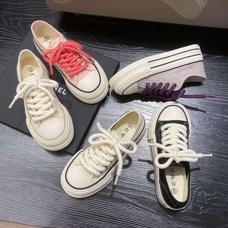 Canvas Shoes Women's Autumn New Student Versatile Thick Baseplate Shoes Spring and Autumn Casual Shoes 2