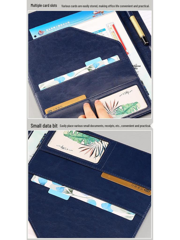 Grenzüberschreitender Business Manager Ordner mit Ledereinband und Klemme