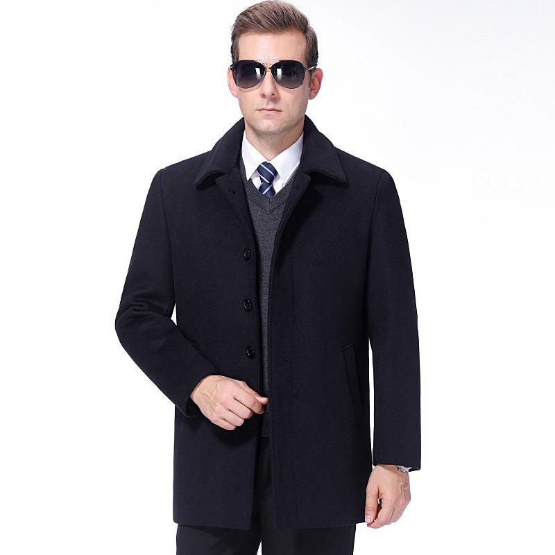 2024 Men's Mid-Length Wool Cashmere Coat - Winter Plus Size Business Style