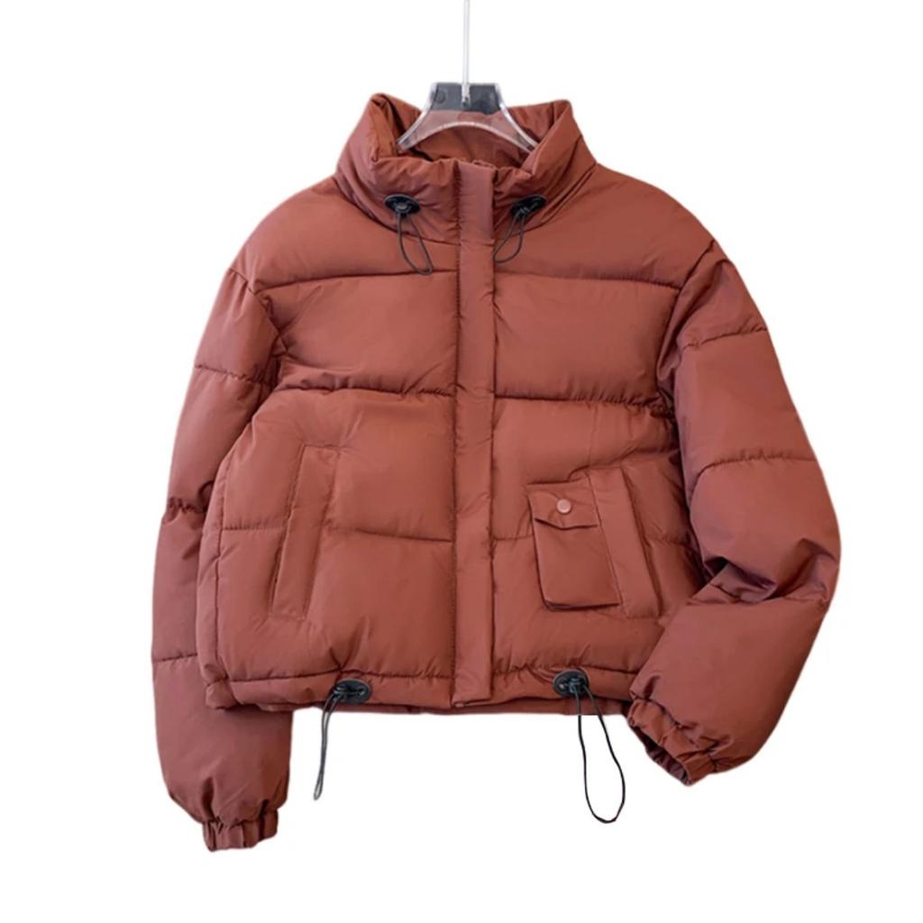 Women Off White Parka Jacket Fashion Warm Cotton Jacket Outerwear Harajuku 90s Korean Vintage Padded Jacket Winter 2000s Clothes