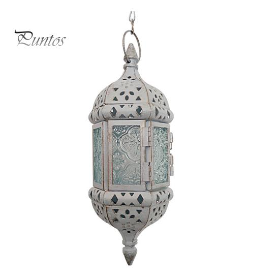 

Подвесной подсвечник из железа, винтажный стеклянный марокканский подсвечник для чайной свечи, полый подсвечник в европейском стиле для свадебного сада белый