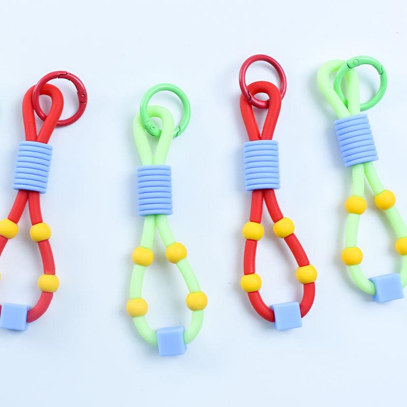 Flexible Silicone Water Bottle Strap, Beaded Handheld Lanyard with Keychain for Water Bottles, Tumblers and Daily Use