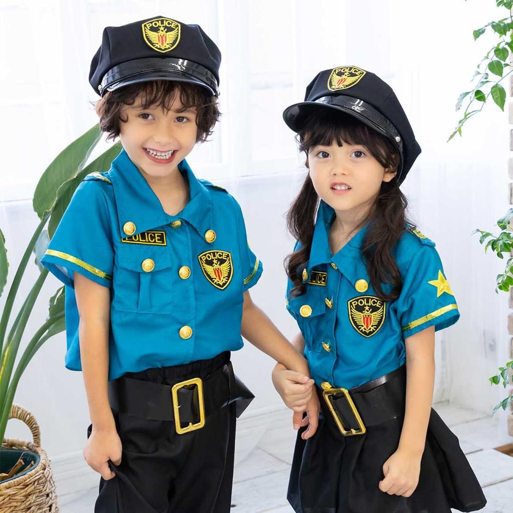 Police Cosplay Security Guard Costume for Police Officer Costume for Boys and Halloween Costume Size [monoii] Kids, Girls, (Boys, S)