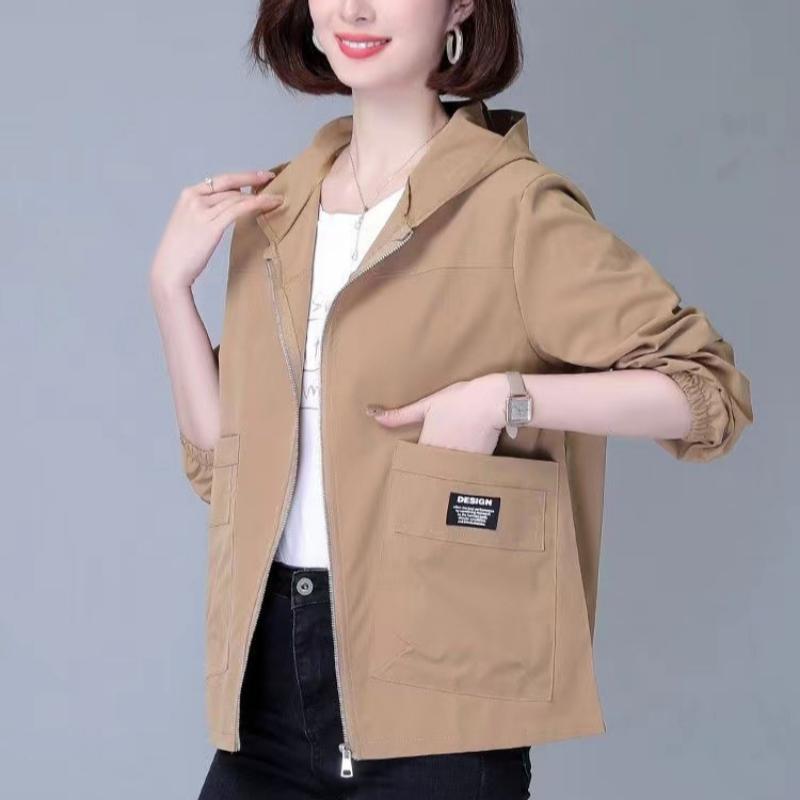 Casual Large Size Loose Hooded Short Jacket Female Spring and Autumn New Korean Jacket