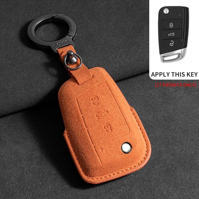 Suede Car Key Case Cover Fob Keychain for VW Volkswagen Golf 7 MK7 Tiguan MK2 for Ateca Leon FR Ibiza Skoda Octavia Kodiaq
