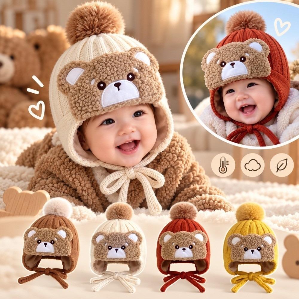 Plush Winter Beanie Cartoon Pom Pom Hat Cute Knitted Hat Autumn and Winter