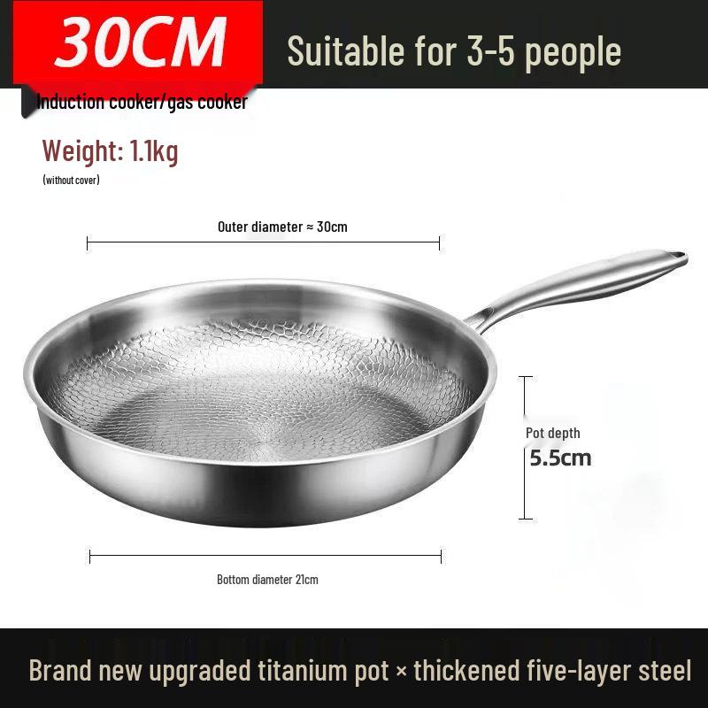 Premium Titanium Non-stick Hammered Frying Pan with Steel Layer, Ideal for Steaks, Flat-Bottomed Design