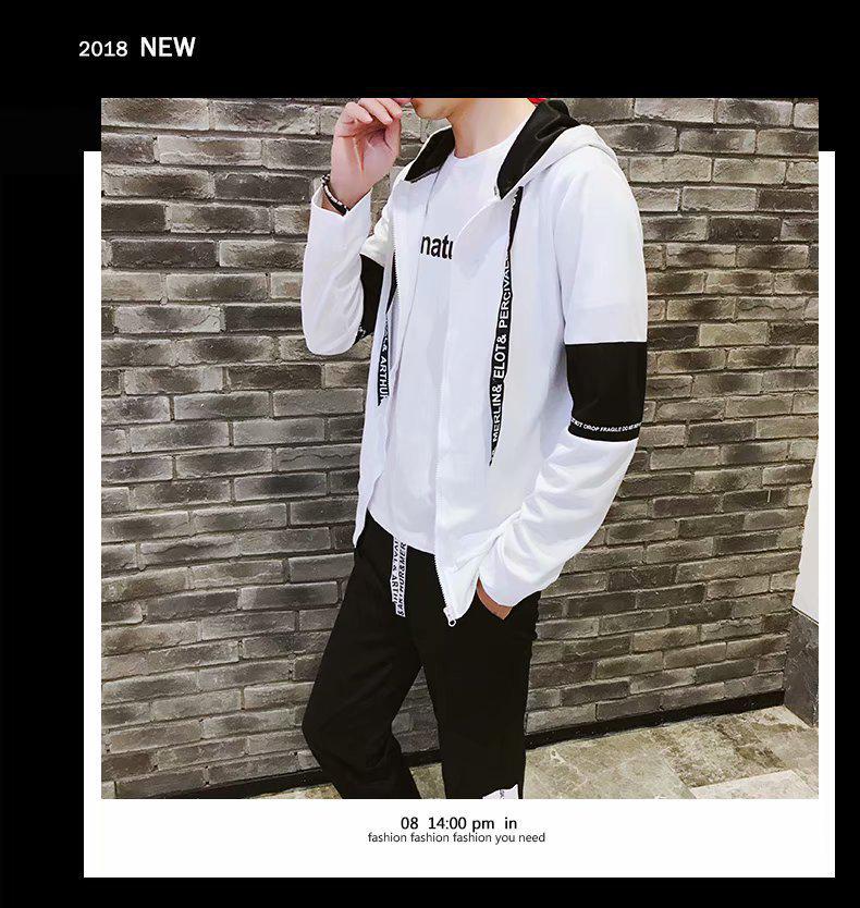 2019 Autumn Men's Two-Piece Set: Japanese Korean Style Hoodie & Sports Jacket