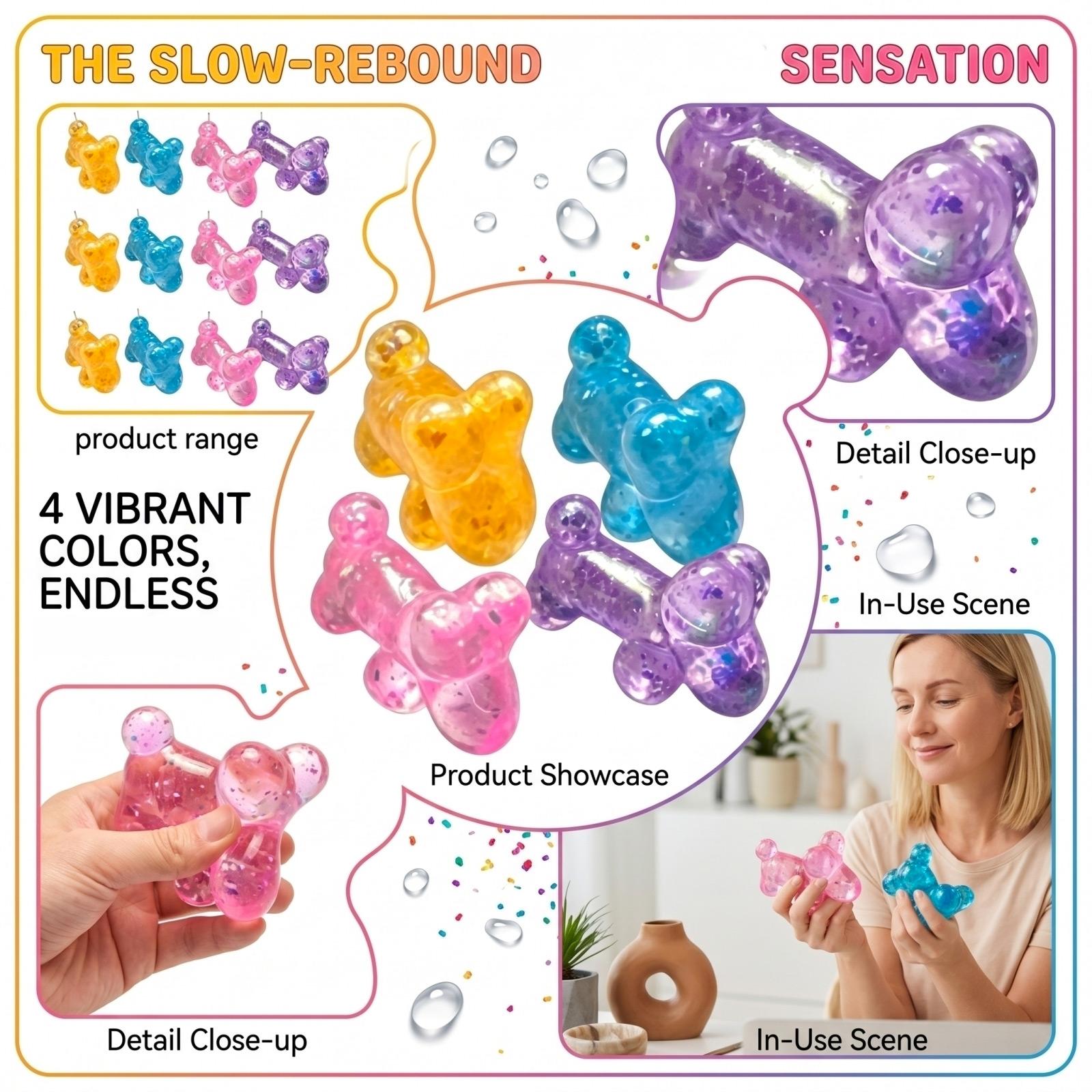 

12PCS Slow Rebound Stress Relief Balloon Dog Toys Soft Squishy Sensory Fidget Toys for Anxiety and Focus in Gift Box Packaging one size червоний